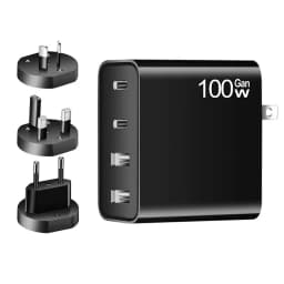 100W GaN Charger Convertible Plug Folding Pin QC3.0 USB-A Dual Type C PD Fast Charging Adapter for Notebook Mobile Phone Tablet