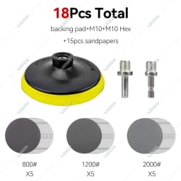 Car Detailing Polishing Disc Waxing Sponge Pad Kit With M10 Drill Adapter Sanding Sandpaper For Polisher Headlight Restoration