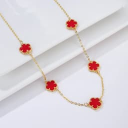 Natural Stone Shell Plant Five Leaf Flower Creative 20 Leaf Pendant Necklace Sweater Chain Women's Advanced Gift Clover