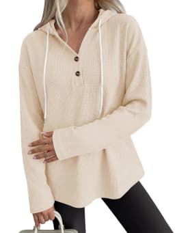 Casual Pullover Hoodie with V Neck Regular Length American and European Style Regular Sleeve Autumn Long Sleeve Women Hoodie