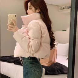 Light Pink A-liber Cotton Jacket for Women Short and Short 204 Winter New Item Loose Korean Version Bread Jacket Trendy Jacket S