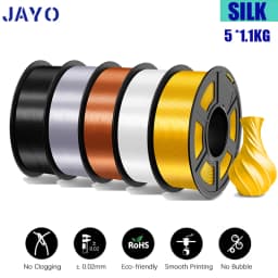 JAYO Filament PLA Plus Silk 5 Rolls 3D Printer Filament 1.75mm 1kg No Bubble 3D Printer Materials for FDM 3D Printing Materials