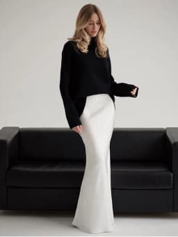 Elegant White Satin Long Skirt Women Solid High Waist Slim Fishtail Maxi Skirt 2026 New Casual Daily Commute Office Lady Skirts
