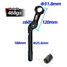 UNO Adjustable Bike Quill Stem 60 Degree Handlebar Stem Riser City Bicycle Front Fork Stem With Quill 25.4 X180mm Stem Extender