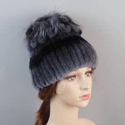 Real Rex Rabbit Fur Hat And Scarf Set Women Winter Knitted Beanie Hat Natural Fur Skullies Beanies Woman Hat Female Cap Elastic