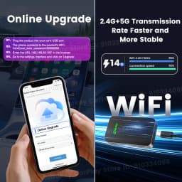 Carlinkit 5.0 2air Wireless CarPlay Android Auto Wireless Adapter 2in1 Plug and Play Auto Connection 5.8Ghz WiFi Bluetooth GPS