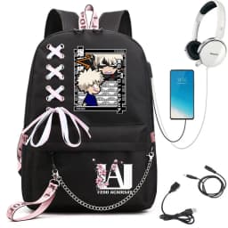 My Hero Academia Anime Print Student Backpack with Webbing Straps Girls School Bag Lightweight Casual Daypack
