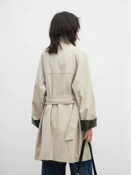 CHIC VEN Korean Women Mid Length PU Jacket Stand Collar One-button Laced Up Overcoat Office Lady Trench Coat Spring Autumn 2026
