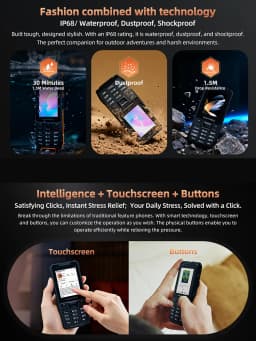 HAMTOD H6 IP68 Rugged Smart Phone 2.83’’ Screen 3GB+32GB 3000mAh Dual-camera setup Android 11 Support VoLTE Cellphone 4G