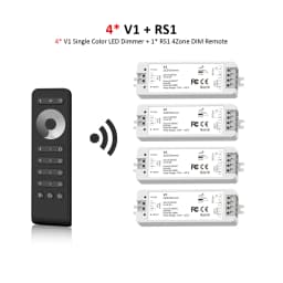 V1 LED Dimmer 12V 24V 36V RS1 4 Zone Single Color LED Strip Dimming Kit Wireless Wifi 2.4G RF Remote Control Push Switch Dimer