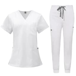 Short Sleeve V-neck Tops+jogger Pants Set Scrubs Uniform Suit Nursing Uniform Women Multicolor Pet Doctor Scrub Medical Workwear