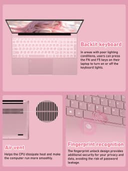 Pink 15.6" Fhd Ips Laptop with Intel N150, 32Gb Ddr4 Ram, 1Tb Ssd, Windows 11 Pro, 1920X1080, Dual Band Wifi, Bluetooth 5.0 - Notebook, Portable Computer for Work and School