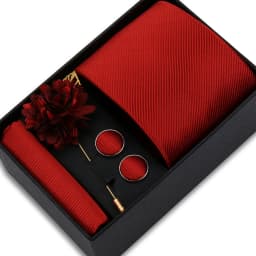 Top Quality Solid Color Ties Hanky Cufflinks Brooch Set Elegant Jacquard Necktie For Men Business Wedding In Gift Box Gravatas