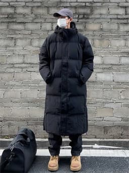 Men's Hooded Medium Long Down Cotton Jacket for Winter Cold Over The Knee Coat for Northeast China At 40°C Suitable for Winter