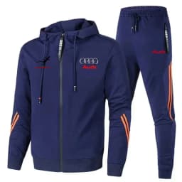 Chándal Para Hombre, Ropa Deportiva Con Logo De Audi Impreso, Jersey Con Capucha Y Cremallera + Pantalones, Conjunto De 2 Piezas