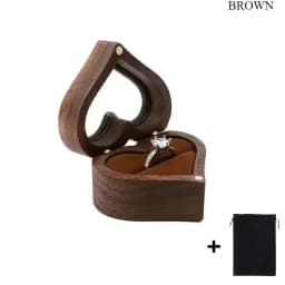 1PCS Free Engraving Custom Love Heart Shaped Walnut Wood Ring Box for Wedding Ceremony Jewelry Box Storage Proposal Wedding Gift