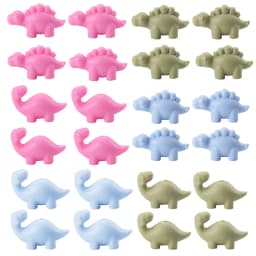 LOFCA 24Pcs Mini Dinosaur silicone bead BPA-Free jewelry Making DIY Keychain bracelet Necklace Jewelry accessories