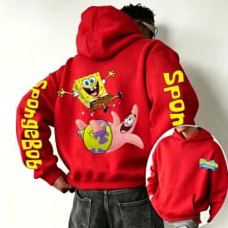 SpongeBob SquarePants Cartoon Anime 2026 New Spring and Autumn Men's and Women's Fashion Hooded Sports Hoodie