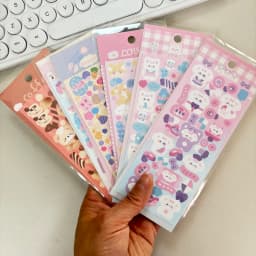 SKYSONIC BOBO 5pcs/4pcs/3pcs Full Set Series Decorative Stickers Bubble Pink DIY Sticker Journal Junk Agenda Stationery Suppli
