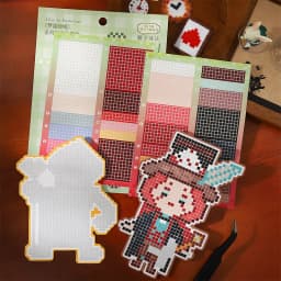 Journal GO 4pcs DIY Pixel Perler Bead Sticker Book Creative Journal Supplies Scrapbook Material Cute Pixel Bead Stickers