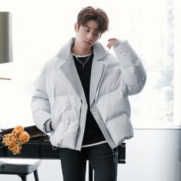 2026 Winter Fashion Solid Color Warm Parkas Men New Loose Cotton-padded Jackets Male Short Fake Two Piece Casual Coats C970