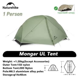 Naturehike Mongar 1 2 3 Base/UL/PRO Camping Tent Ultralight Outdoor Waterproof Hiking Tent 1 2 3 Person Backpacking Tent
