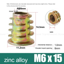 10-100Pcs M4 M5 M6 M8 M10 Zinc Alloy Thread for Wood Insert Nut Flanged Hex Drive Head Furniture Nuts Selection Length 6-30mm