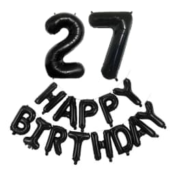 Black 32-Inch Number 1-30 Balloons and 16-Inch 'Happy Birthday' Letter Foil Balloons Set Birthday Party Decoration Supplies
