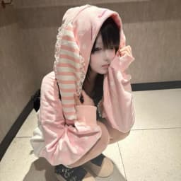 American Loose Spring Autumn Embroidered New Zip Up Hoodie Lazy Style Design Hooded Jackets Sweet Rabbit Ear Sweatshirt Women