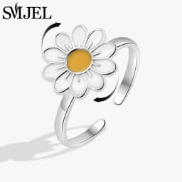 New Sunflower Anxiety Ring Fidget Spinner Rings for Women Cute Butterfly Hummingbird Charms Finger Ring Anti Stress Rotate Gifts