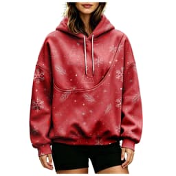 Women Fall And Winter Hoodie With Pet Pouch Oversized Pocket Colorful Print Sweatshirt For Dogs And Long Length Zippe Hoodie
