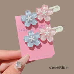 4/6Pcs Anime Card Captor Sakura Cute Pink Creamy Flower Bb Hairpin Side Hair Clip Girl Headwear Sweet Hairpins Ornament Gift