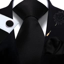 Men's Solid Necktie Cufflinks Pocket Square Lapel Pin Flower Brooch Elegant Man Wedding Shirt Accessory Set Suit Groomsmen Gifts