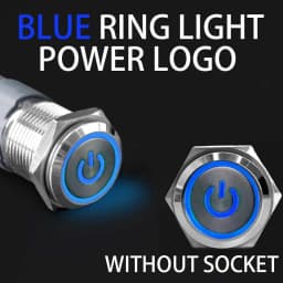 16 19 22mm With Wire Waterproof Metal Push Button Switch LED Ring/Power Light Momentary Latching 5/12/24/220V Silver1NO1NC