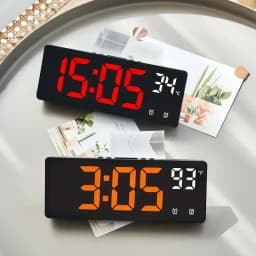 Voice Control Digital Alarm Clock Temperature Dual Alarm Snooze Desktop Table Clock Night Mode 12/24H LED Clock Watch Desk