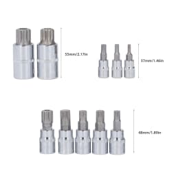 10 Pcs Triple Square Spline Bit Socket Set M4 To M18 1/4in 3/8in 1/2in Drive CR V Steel Bit Socket Set with Storage Box