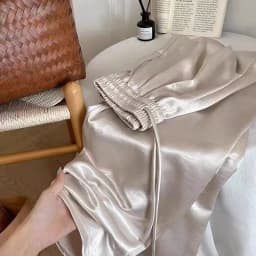 Elegant Acetate Satin Wide Leg Pants Women's High Waist Texture Straight Casual Trousers Summer New Style Comfortable Long Pants