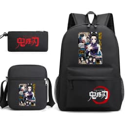 Demon Slayer Anime Print School Backpack Set 3Pcs with Shoulder Bag Pencil Case for Boys Girls