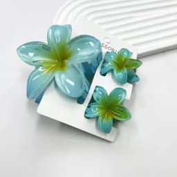1 Large 2 Small Set Sweet Flower Shape Colorful Gradient Hair Claws Women Ponytail Cilp Clamp Hairpins for Girl Beach Headwear
