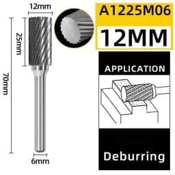 6mm A/AX Type Cylinder Head Tungsten Carbide Alloy Rotary File Drill Milling Carving Bit Point Burr Die Grinder Abrasive Tools
