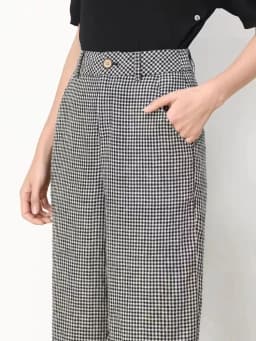 Checkered Cropped Pants For Women's 2026 Summer New Korean High Waisted Loose Drape Wide Leg Harlan Casual Pants