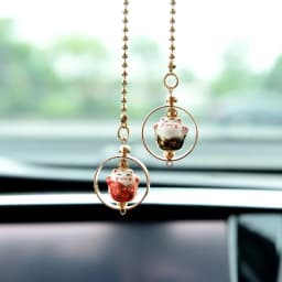 Car Pendant Lucky Cat Rearview Mirror Decoration Ceramics Alloy Dashboard Accessories Gift