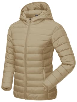 TACVASEN Winter Hooded Puffer Jacket Womens Quilted Warm Coats Casual Windbreaker Waterproof Padded Lightweight Outdoor Outwear