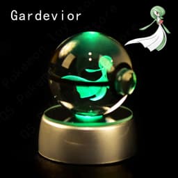 Pokemon 3D Crystal Ball Pikachu Gengar Mew Mewtwo Figurines Lamp Base Pokeball 3D Pokemon Glass Ball Statue Birthday Gift
