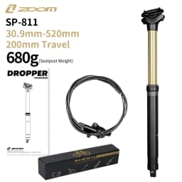 ZOOM NEW Bicycle Dropper Seatpost - 31.6/30.9mm Diameter, 150/200mm Travel, 7075 Aluminum Alloy, Internal Routing, Lightweight