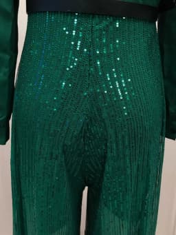 jumpsuit Women Spring Autumn, High-end V-neck Long Sleeved Shirt, Elegant Temperament, Cinched Waist, Sequins, French Wide Legs