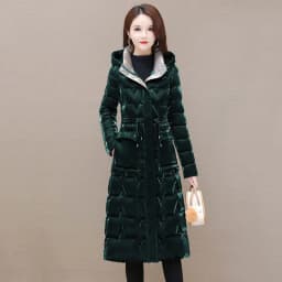 Thick Female Windproof Long Mother's Down Cotton Coat Women 2025New Winter Fashion Warm Slim Waist Wrapped Parkas Hooded Lace-Up