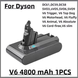 100% New Compatible with For Dyson V10 V8 V11 V15 V7 Series SV07 SV09 SV10 DC62 Vacuum Cleaner Rechargeable Battery