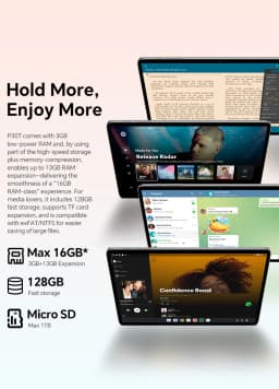 Teclast P30T Case Set Tablet 8 Cores Unisoc T610 Android 16 Tablets 10.1" Dispaly 3GB (+13GB Virtual) 128GB Lightweight 6000mAh Battery Tablets TDDI Full Lamination