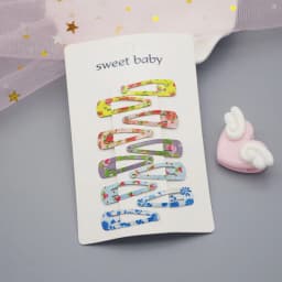 Girls Hair Clips 10 Set Mini Press Clips Colorful Baked Lacquer Baby Safe Snaps Cute Cartoon Prints Pink Hair Barrettes